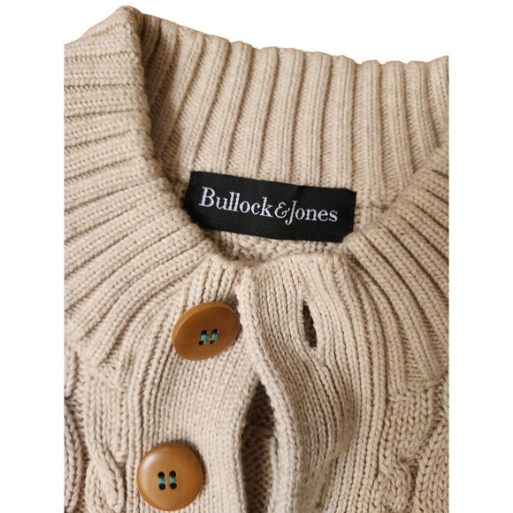 Bullock & Jones Fisherman Cable Knit Sweater Mens XXL Beige Cotton Cashmere - Picture 2 of 14